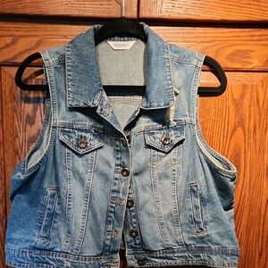 Highway Jeans Blue Denim Cropped Vest 1X